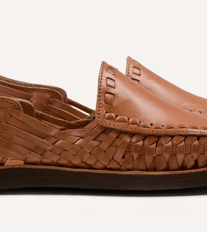 Chamula Tan Leather Durango Woven Sandal