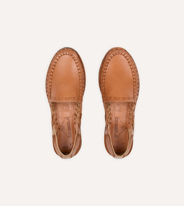 Chamula Tan Leather Durango Woven Sandal