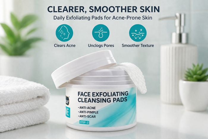 Chear Acne Exfoliating Cleansing Pads 55 Pads – Salicylic Acid, Niacinamide & Hyaluronic Acid Face Pads with Witch Hazel, Pore Clearing Disposable Wipes for Acne & Oily Skin