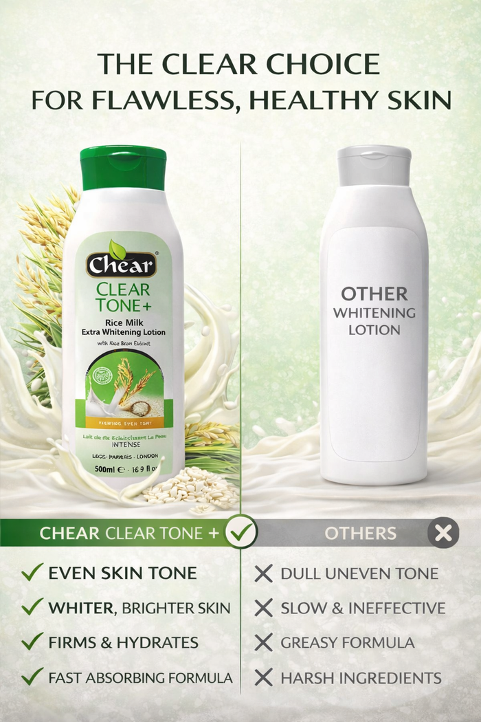 Chear Clear Tone + Rice Milk Extra Brightening Body Lotion – Dark Spot & Hyperpigmentation Lotion 500ml