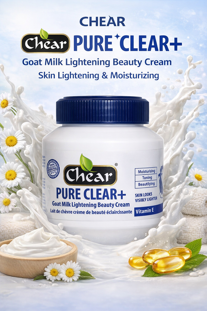 Chear Pure Clear Goat Milk Brightening Cream 500ml | Kojic Acid, Vitamin C, Licorice Root & Vitamin E for Dark Spots, Even Skin Tone & Deep Hydration