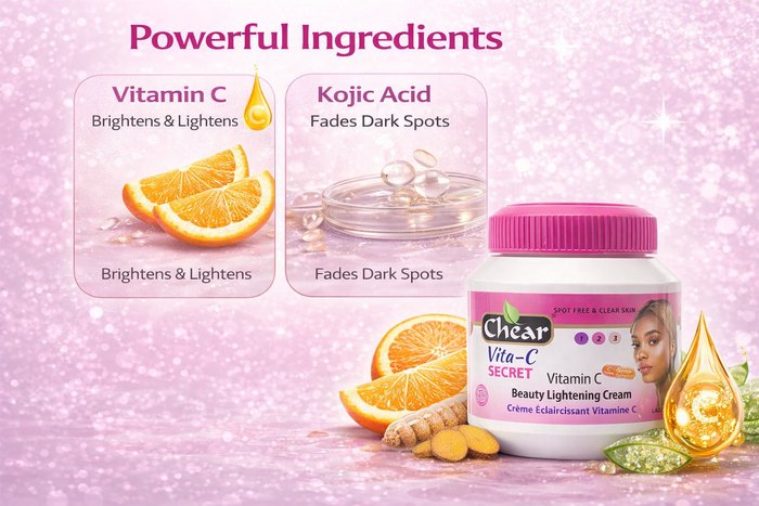 Chear Vita-C Secret Vitamin C Cream 500ml | With Vitamin C & Kojic Acid | Daily Face & Body Moisturising Cream