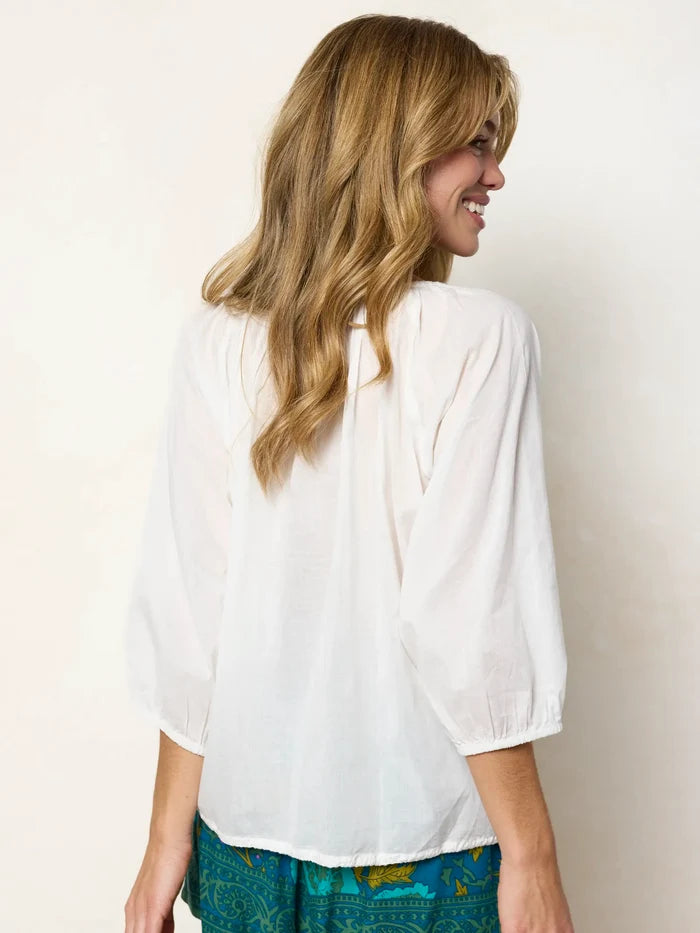 Christy Embroidered Cotton Blouse - Ivory-view 6