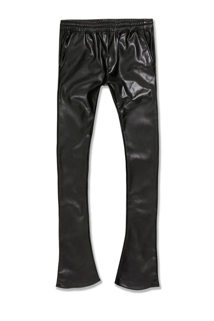 JORDAN CRAIG  VEGAN LEATHER STACKED PANT - 8560L - BLACK