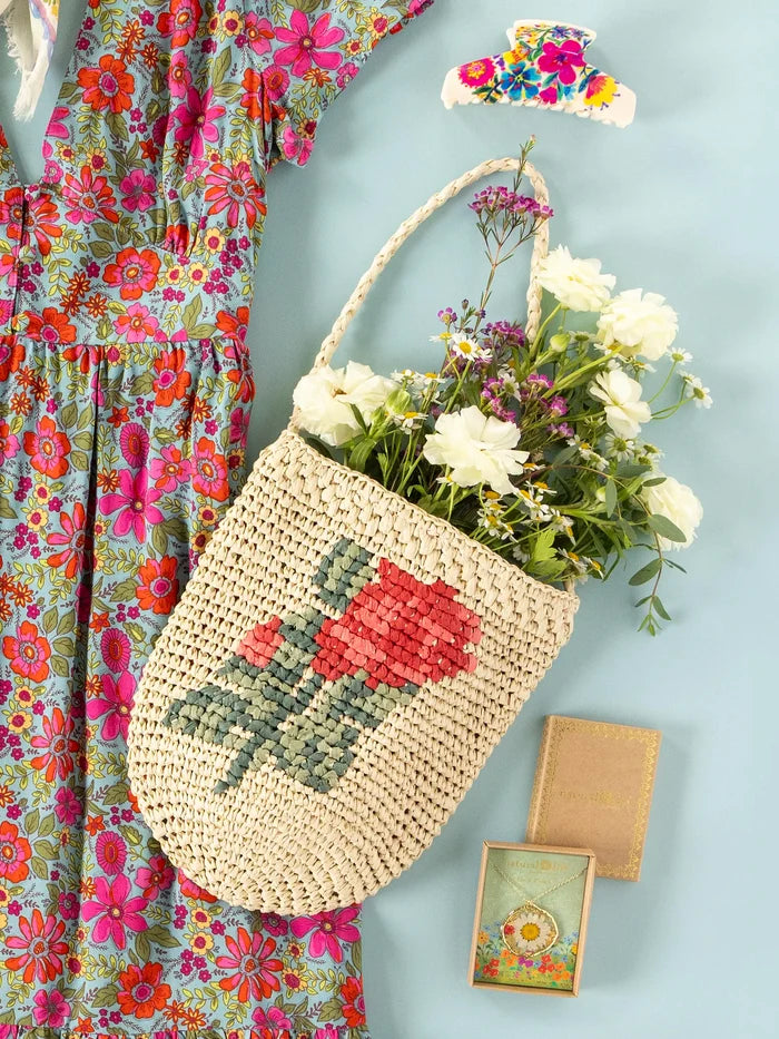 Cross Stitch Straw Bag-view 2