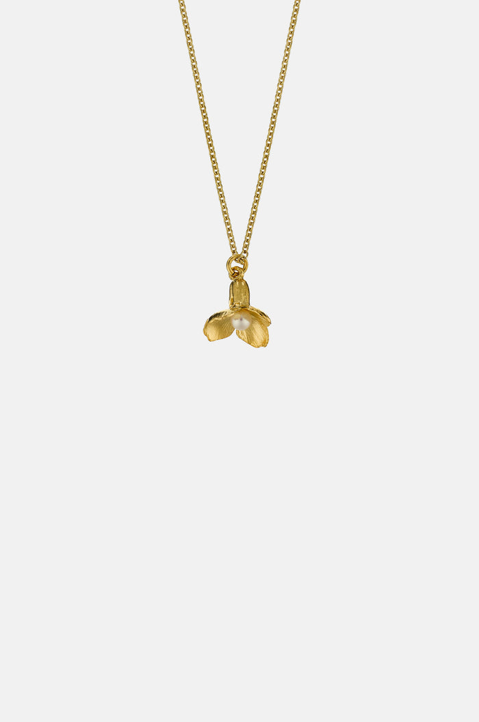 Alex Monroe Cuckoo Flower Necklace with Pearl Gold.