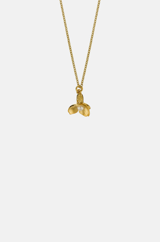 Alex Monroe Cuckoo Flower Necklace with Pearl Gold.