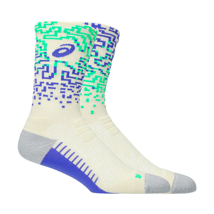 ASICS CUSHIONED PERFORMANCE SOCK CREW IVORY COBALT