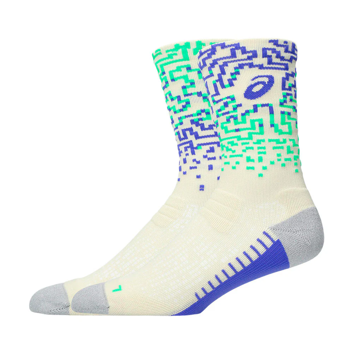 ASICS CUSHIONED PERFORMANCE SOCK CREW IVORY COBALT