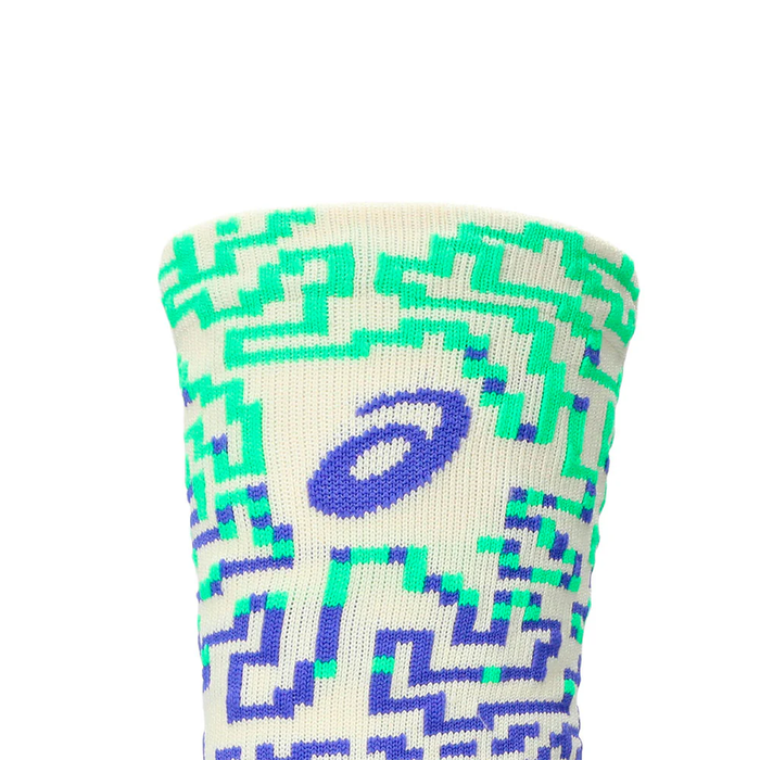 ASICS CUSHIONED PERFORMANCE SOCK CREW IVORY COBALT