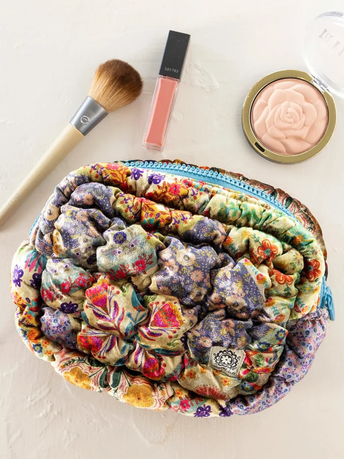Dana Velvet Puffy Pouch - Mandala Folk Patchwork-view 1