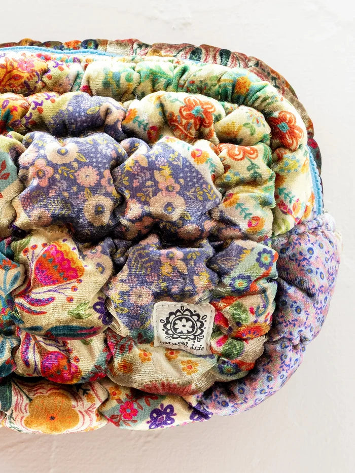 Dana Velvet Puffy Pouch - Mandala Folk Patchwork-view 2