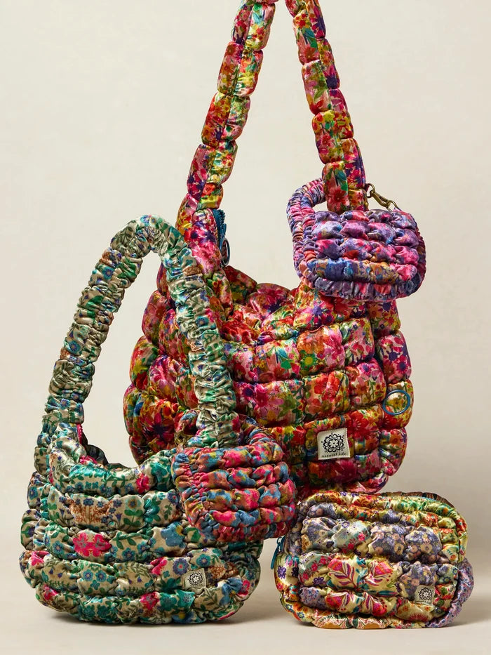 Dana Velvet Puffy Pouch - Mandala Folk Patchwork-view 3
