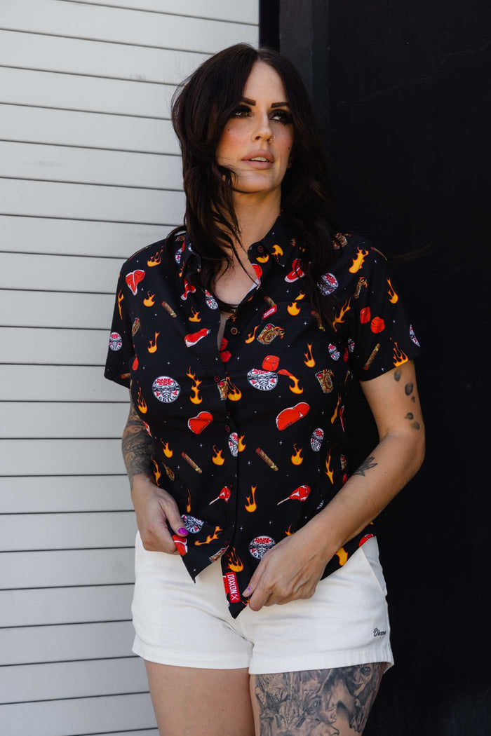 Dark Side of the Grill Women's Short Sleeve Party Shirt