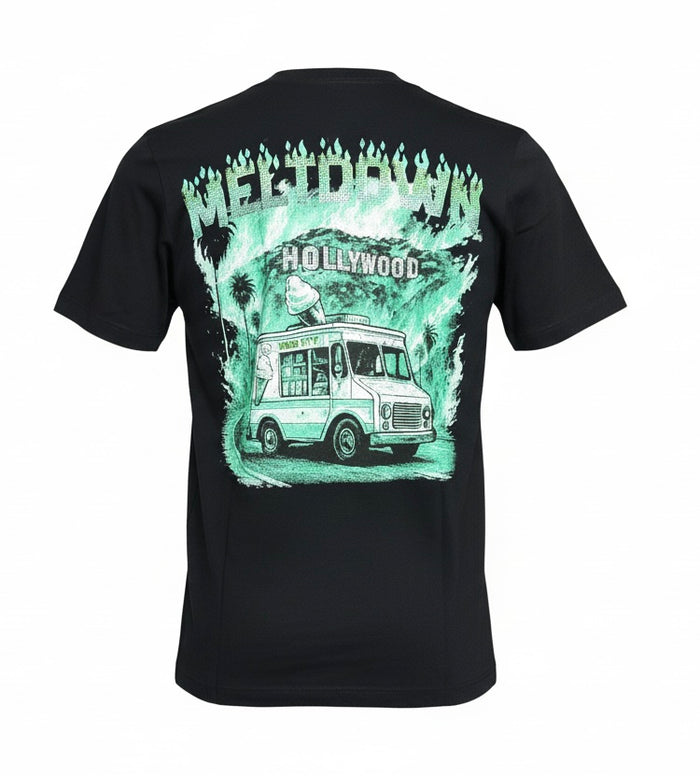 DENIMICITY MELTDOWN ON SUNSET STONE T-SHIRT - DNM-2505R - BLACK/ TEAL