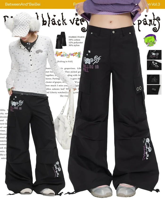Diamond black versatile cargo pants