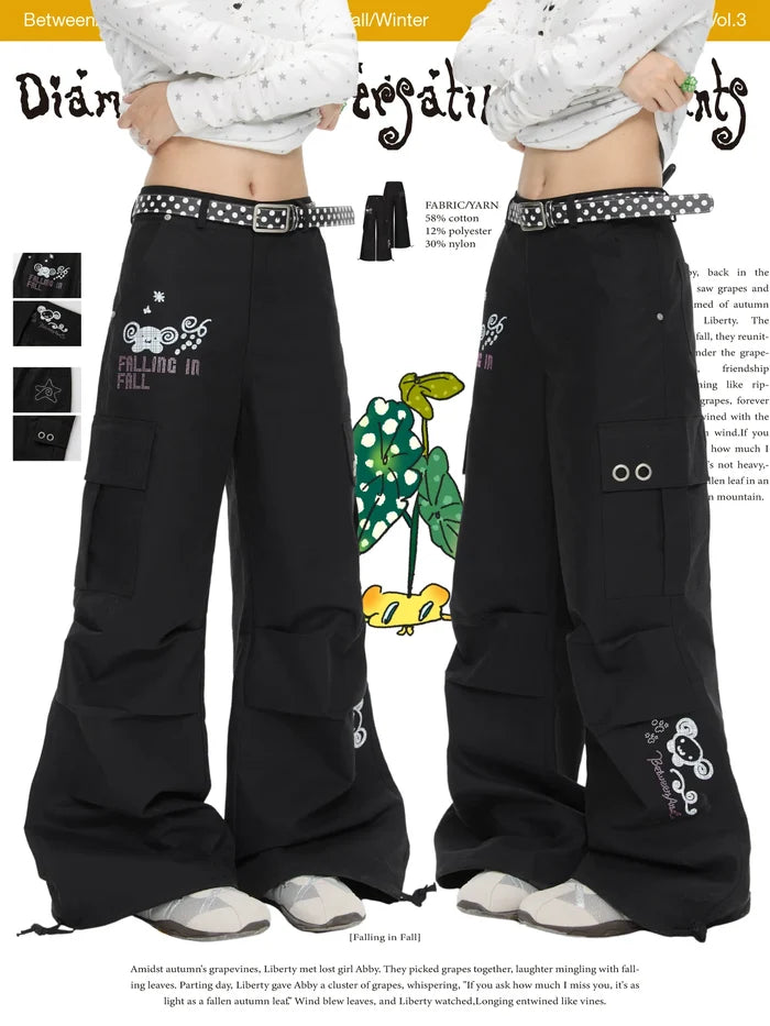Diamond black versatile cargo pants