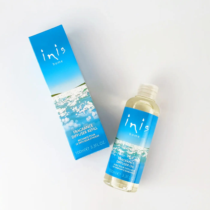 Inis diffuser product with blue packaging on a white background