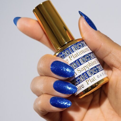 DND DC Platinum - Soak off Gel in Glitter Metallic Effect - #201 Sapphire