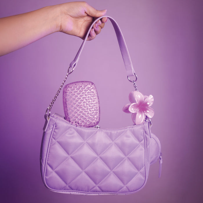 Drama Detangle Hair Brush with Removable Charm Chain & Free Pouch - Purple