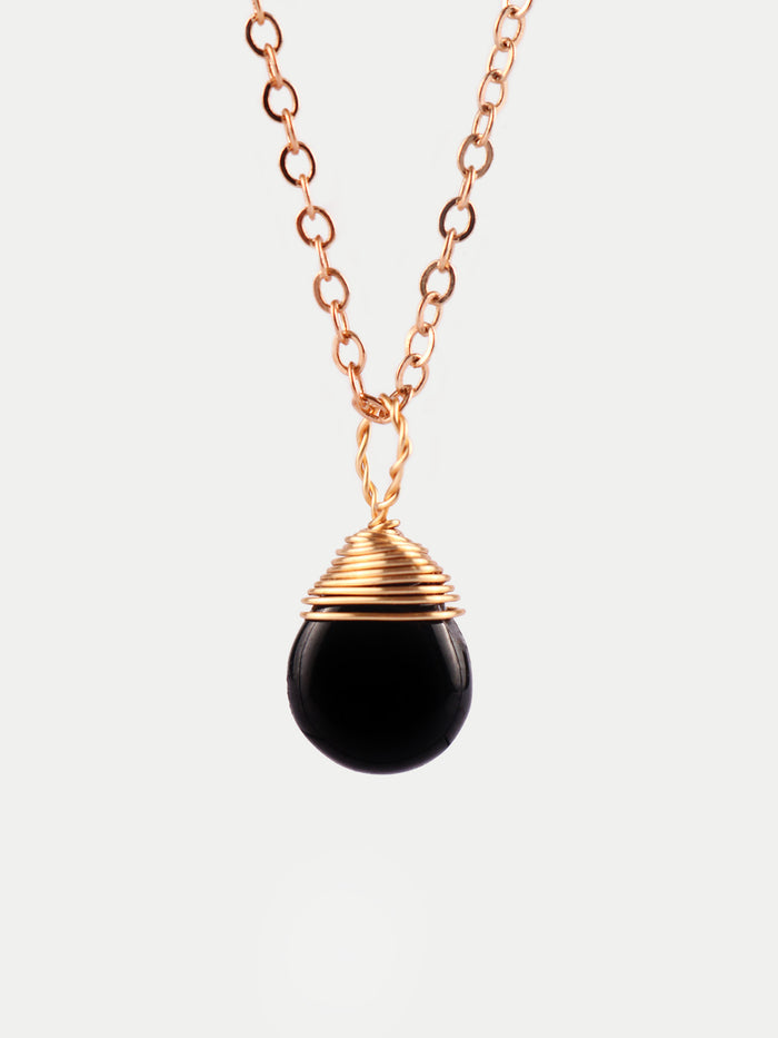 Drop Shape Gem Pendant | Obsidian-Image 1