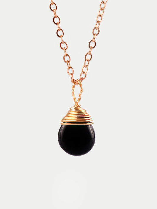 Drop Shape Gem Pendant | Obsidian-Image 1