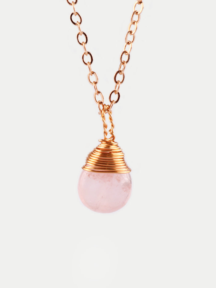 Drop Shape Gem Pendant | Rose Quartz-Image 1