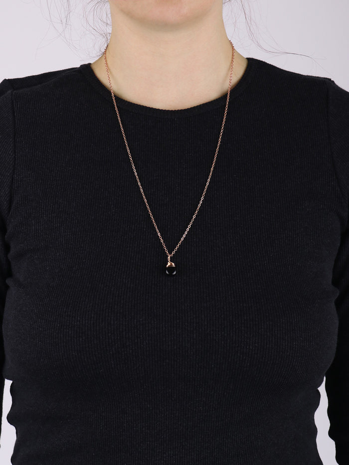 Drop Shape Gem Pendant | Obsidian-Image 2