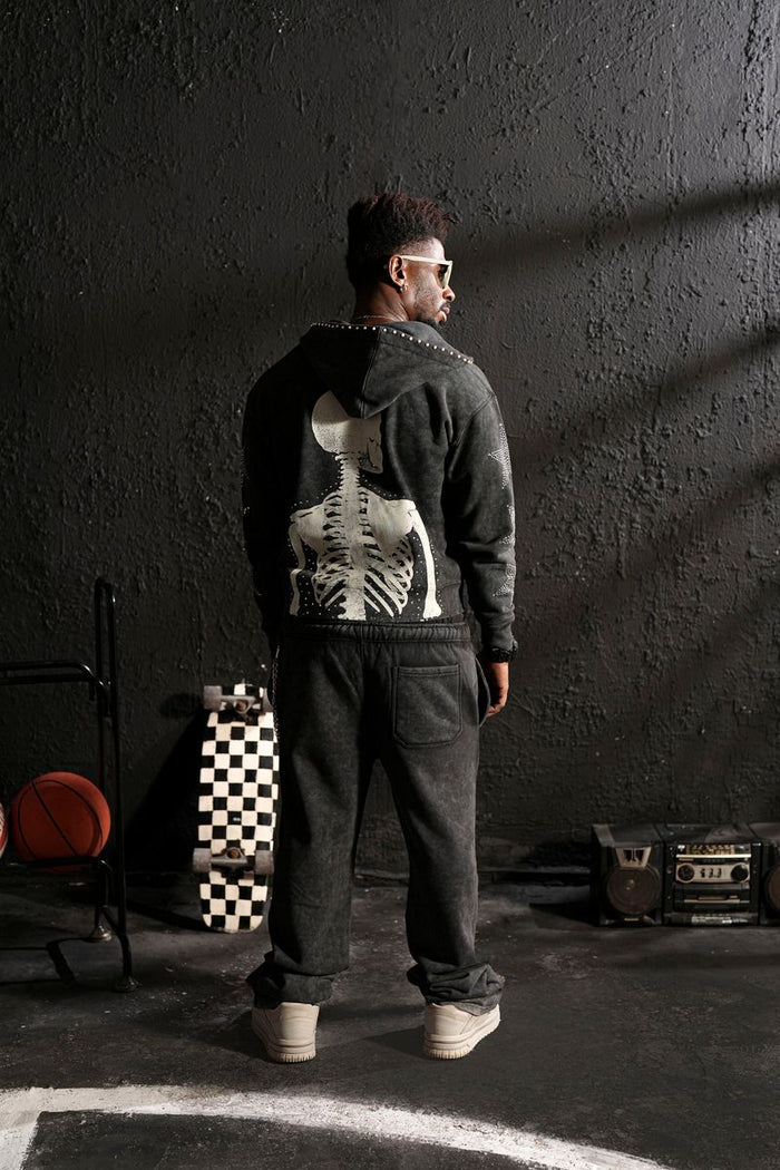 ELITE SKULL PREMIUM HEAVY GSM FLEECE SET - 1064SET - WASH BLACK