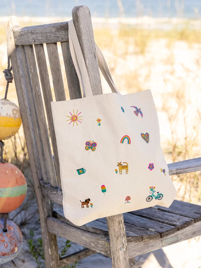 Embroidered Canvas Tote Bag - Fave Little Things-view 3