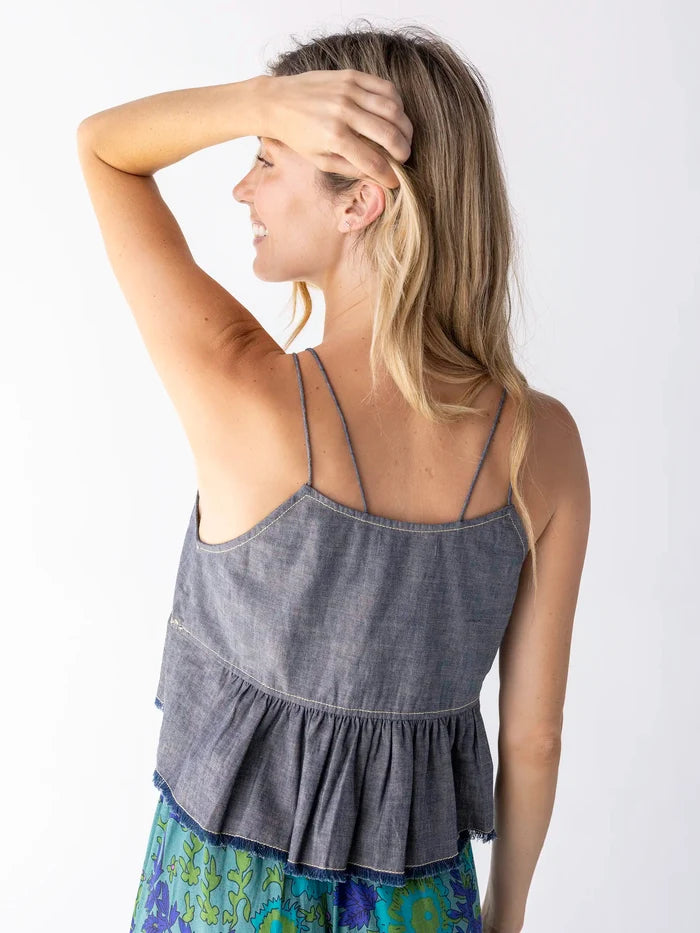 Erin Embroidered Cotton Top - Navy-view 2