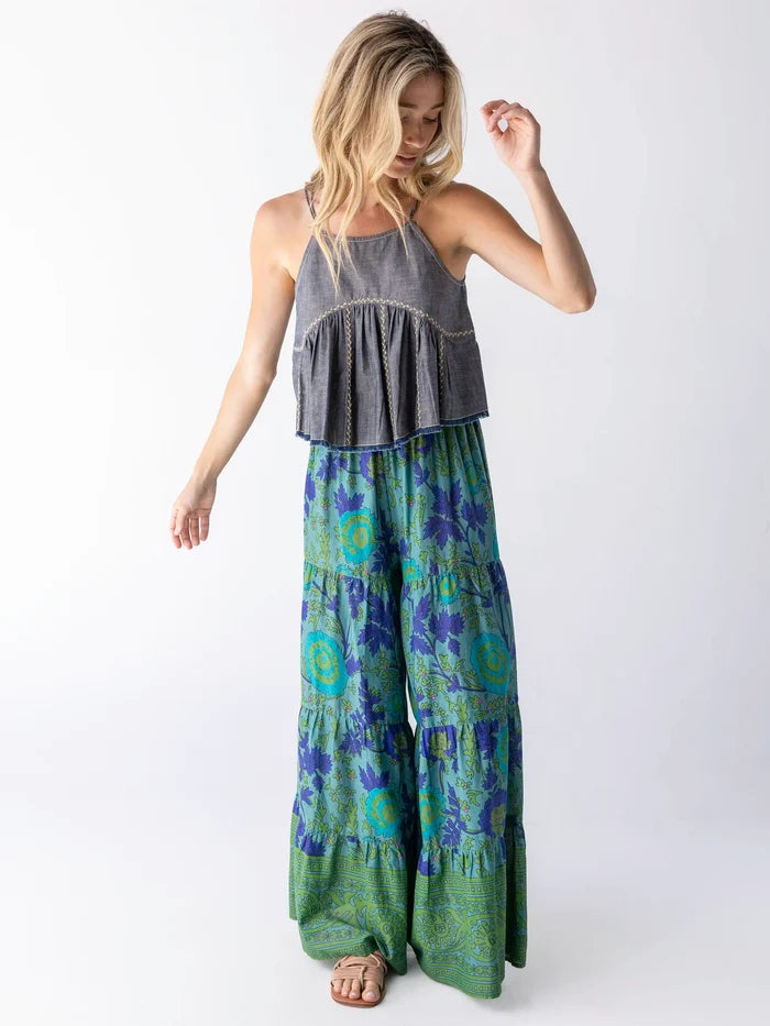 Erin Embroidered Cotton Top - Navy-view 4