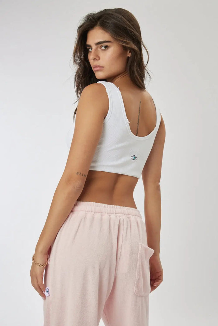 Essential Ribbed Crop Top - White