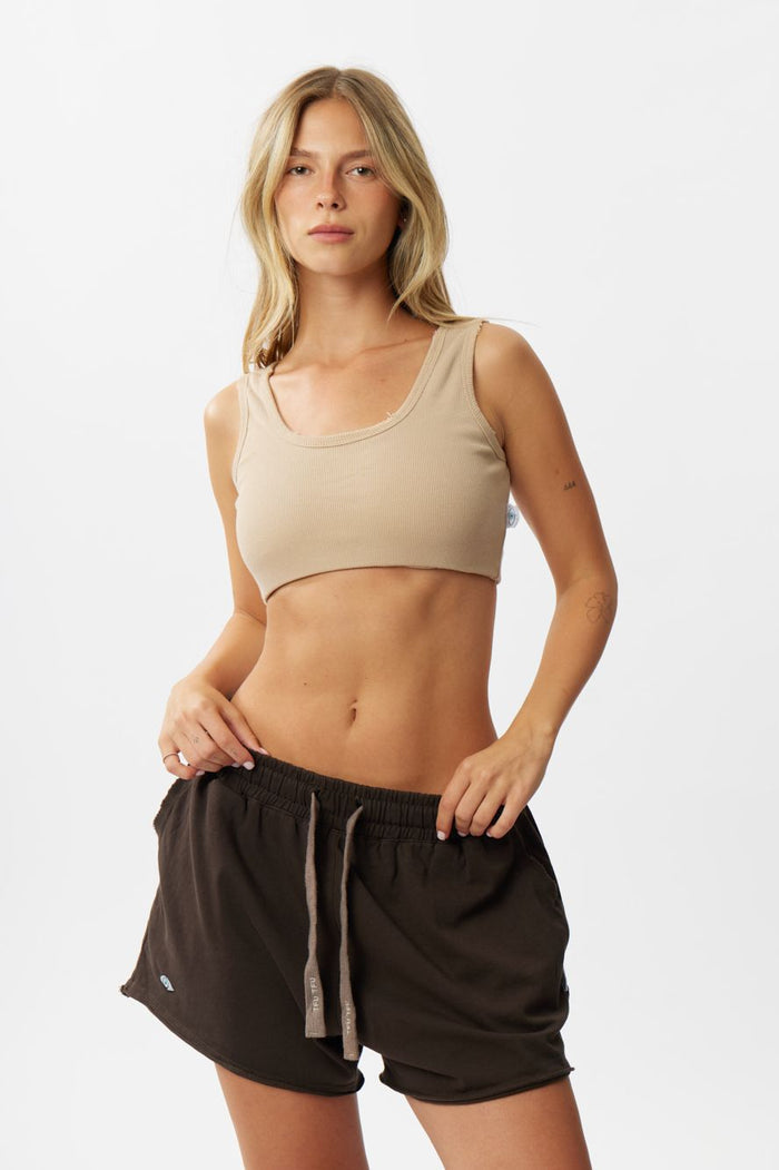 Essential Ribbed Crop Top – Mocha