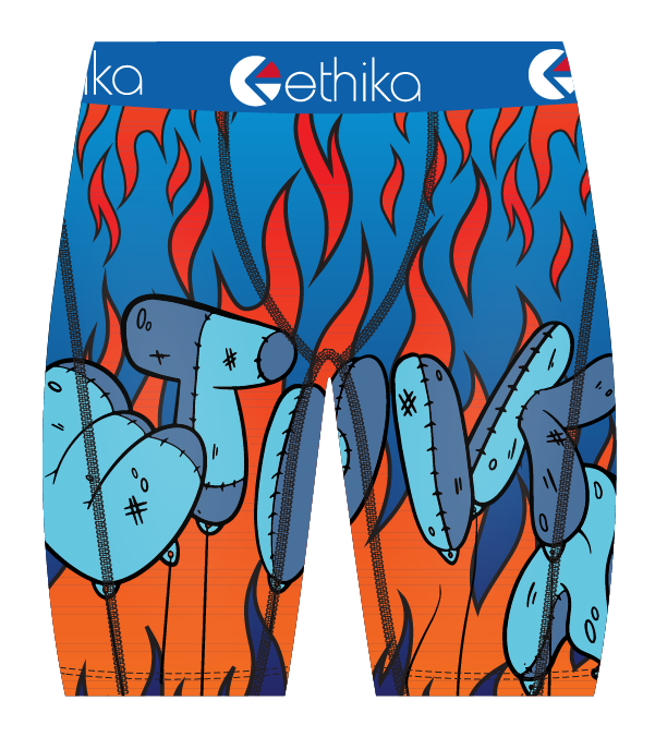 ETHIKA BOXER BRIEFS "DOWN IN FLAME " MSPAAC2612 - BLUE/RED
