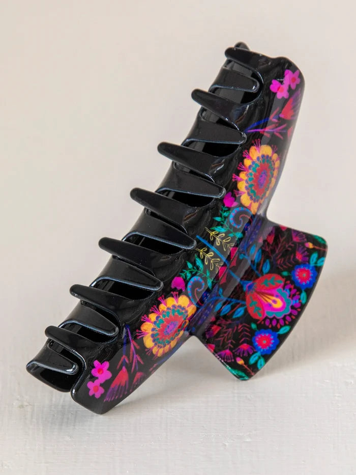 Everyday Hair Claw - Black Folk Flower-view 2