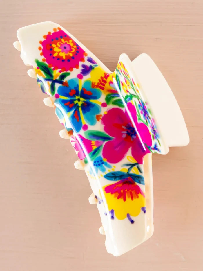 Everyday Hair Claw - Cream Floral-view 1