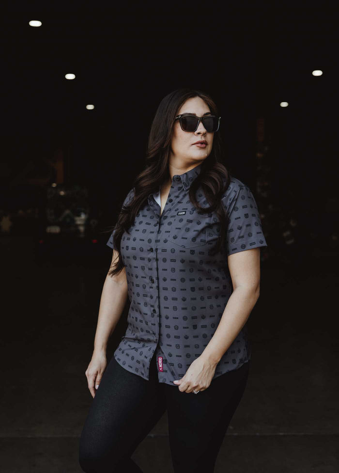 Executive Women's Short Sleeve Party Shirt - Grey