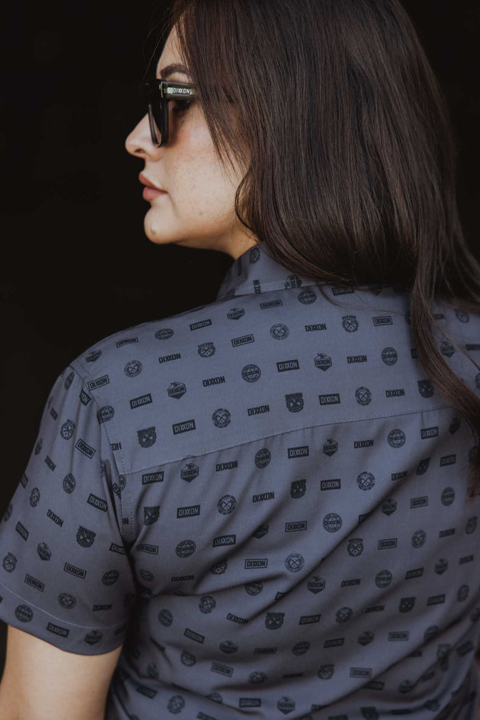 Executive Women's Short Sleeve Party Shirt - Grey