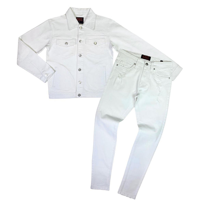 EXIT DENIM JEANS SET - EX-6654SET- WHITE