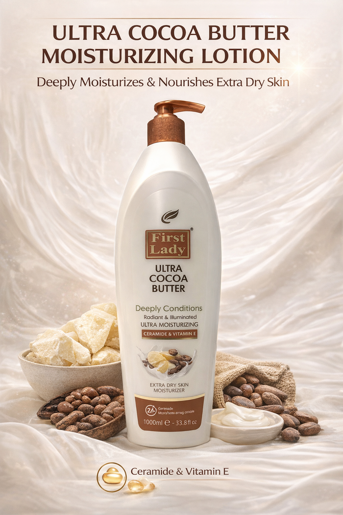 First Lady Cocoa Butter Moisturising Lotion 1000ml 🧴✨ | Vitamin E + Ceramide Body Lotion | Deep Hydration for Dry Skin | Pump Dispenser