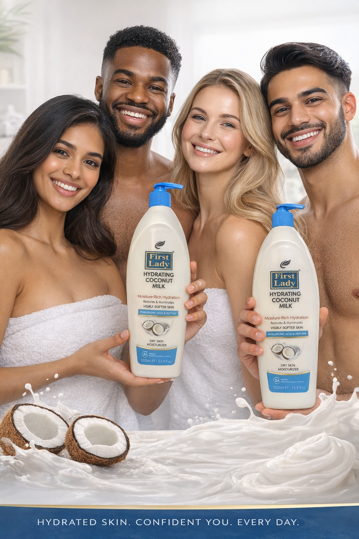 First Lady Coconut Moisturising Lotion 1000ml 🥥✨ | Hyaluronic Acid + Peptide Body Lotion | Deep Hydration, Firming & Glow | Pump Dispenser