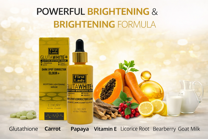 First Lady Glutawhite Gold Brightening Serum 60ml | Glutathione, Papaya & Vitamin E Glow Serum for Even Skin Tone
