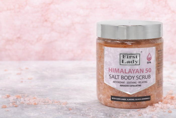 First Lady Himalayan Salt Body Scrub 500ml | Exfoliating Scrub with Sunflower, Almond, Olive & Sesame Oils | Smooth, Glowing Skin