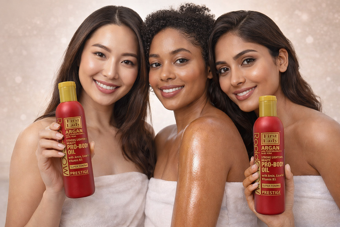 First Lady Rapid Glow Argan Brightening Body Oil 200ml | Niacinamide Glow Oil for Dark Spots & Even Skin Tone | Aloe Vera, Licorice & Amla