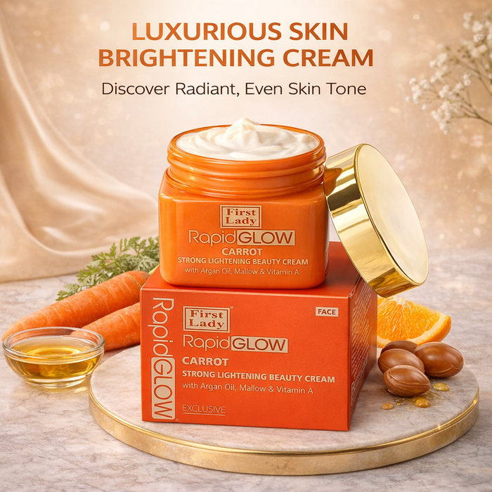 First Lady Rapid Glow Carrot Brightening Cream 250ml – Kojic Acid, Vitamin C & Retinol | Dark Spot Fade & Radiant Skin