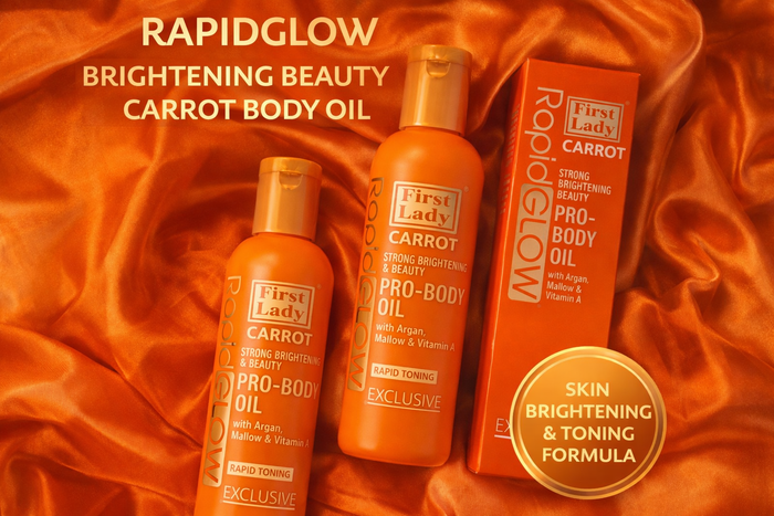First Lady Rapid Glow Carrot Brightening Oil 200ml – Niacinamide, Argan & Vitamin A | Dark Spot Glow & Even Skin Tone