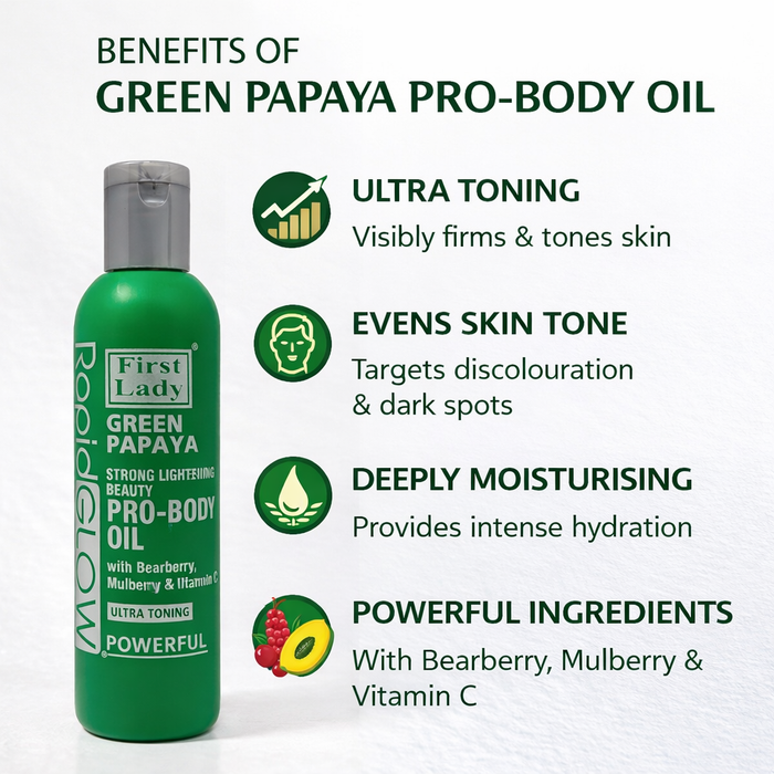 First Lady Rapid Glow Green Papaya Brightening Body Oil – Dark Spot & Hyperpigmentation - Skin  Body Oil (200ml)