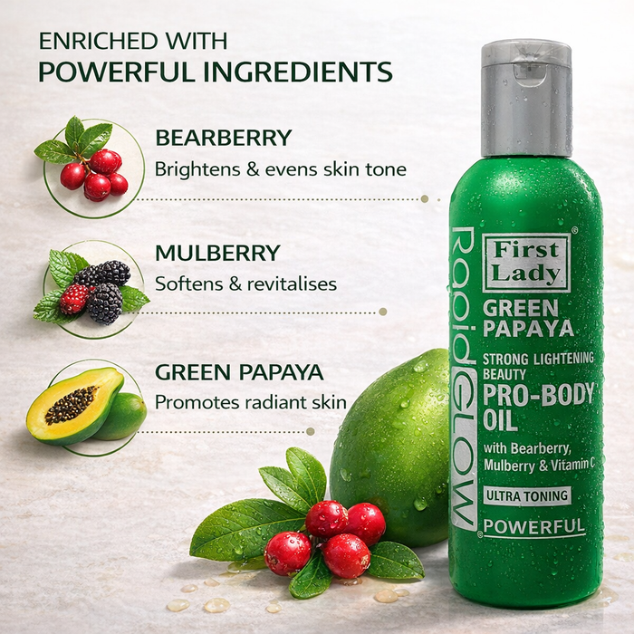 First Lady Rapid Glow Green Papaya Brightening Body Oil – Dark Spot & Hyperpigmentation - Skin  Body Oil (200ml)