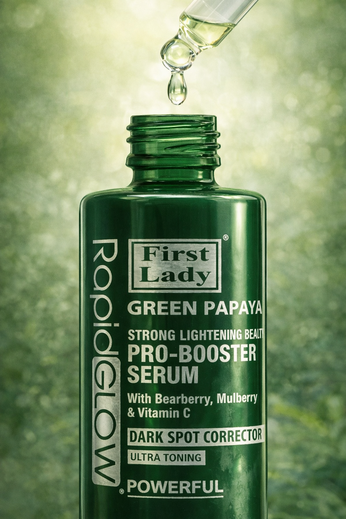 First Lady Rapid Glow Green Papaya PRO Booster Serum 60ml - With Green Papaya Extract, Niacinamide, Bearberry, Mulberry & Vitamin C | Daily Face & Body Serum– Dark Spot & Hyperpigmentation Booster
